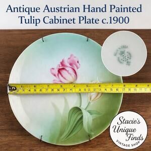 Antique Austrian Hand Painted Tulip Cabinet Plate c.1900 Signed